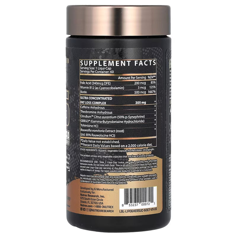 NUTREX - LIPO-6 BLACK POUR FEMME  - 60 caps noir